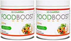 VH Nutrition FoodBoost MAX bottle-front showing appetite support in a natural weight gain blend.