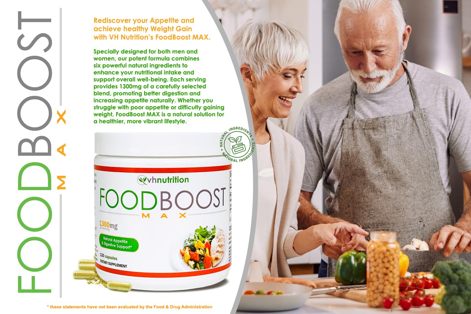 Close detail of FoodBoost Max label highlighting herbal blend