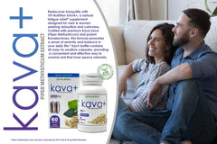 VH Nutrition KAVA+ packaging featuring two bottles for daily serenity.