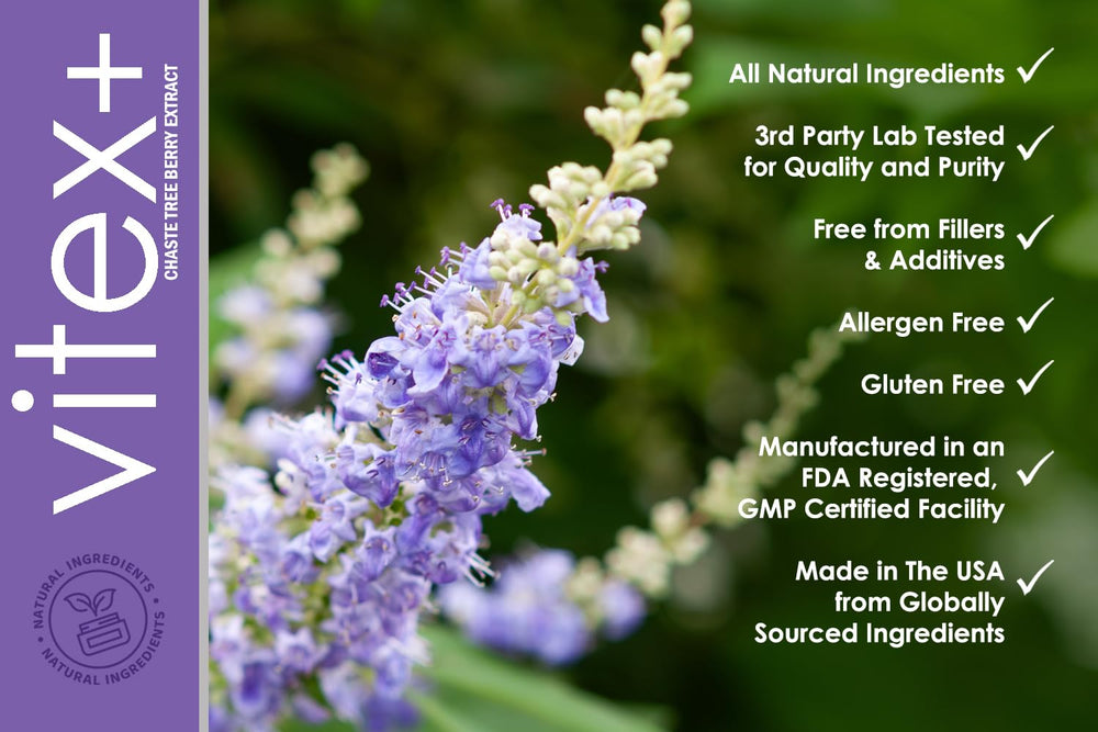 VH Nutrition VITEX+ label close-up showing 650 mg per serving.