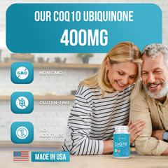 Via Natura Organics CoQ10 packaging emphasizes recyclable materials and sustainability.
