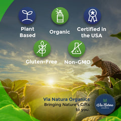 Via Natura Organics capsules pouring from bottle for easy daily use.