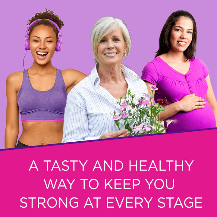 Viactiv bone health concept with caramel chew in use for daily routine