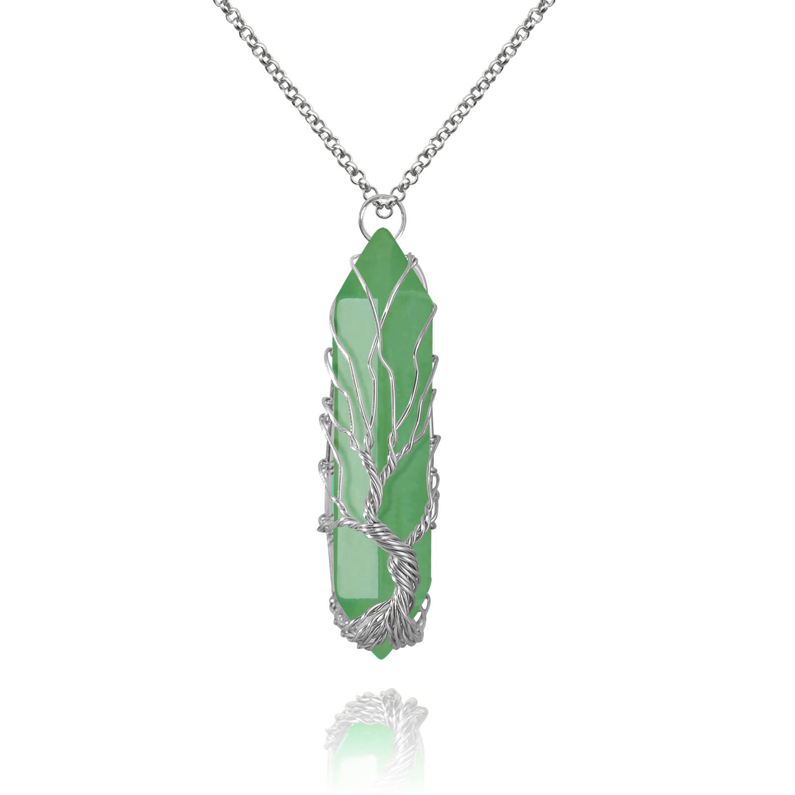 VIBILIA Healing Crystal Necklace with Tree of Life pendant for daily mindfulness