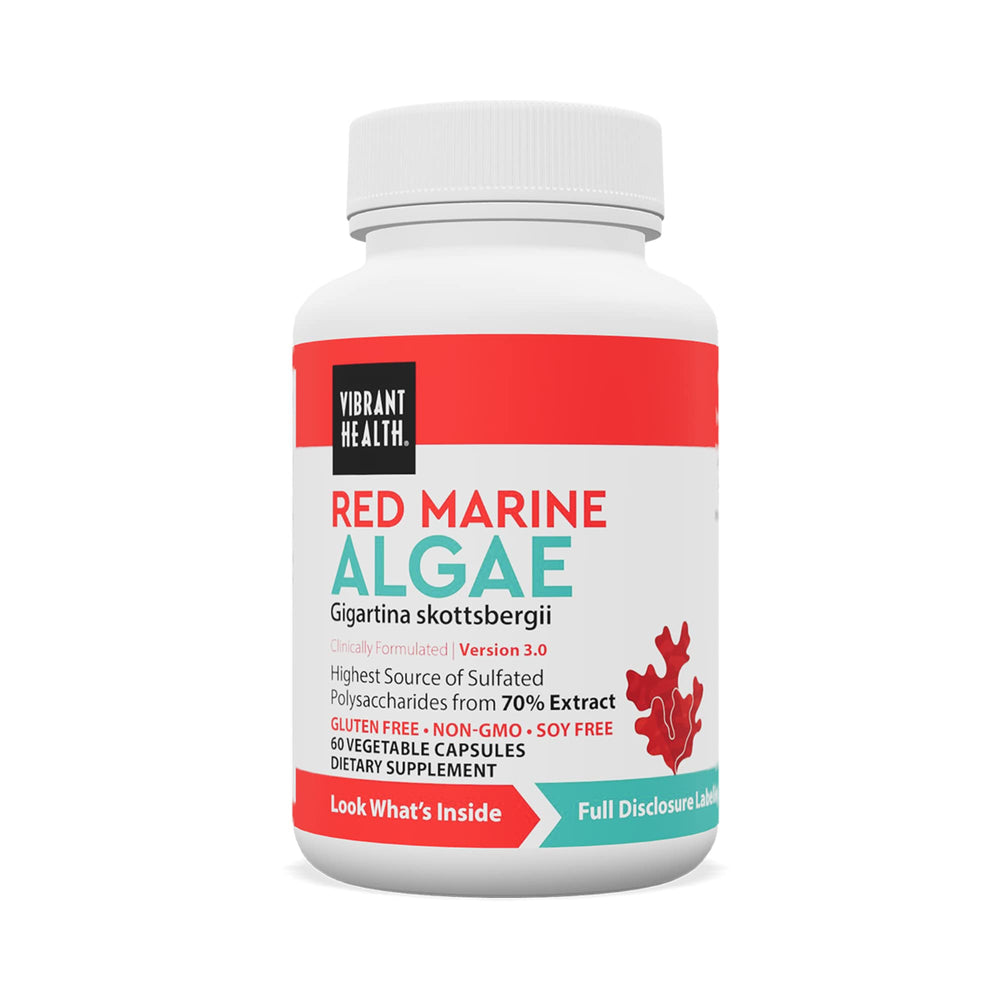 Vibrant Health Gigartina Red Marine Algae bottle signaling premium plant-based immune support.