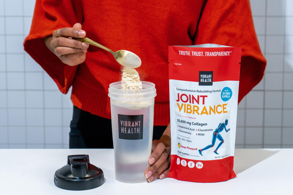 Vibrant Health Joint Vibrance ingredients graphic emphasizes cartilage and tendon support