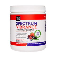 Vibrant Health Spectrum Vibrance tub front – vegan antioxidant powder for daily wellness.