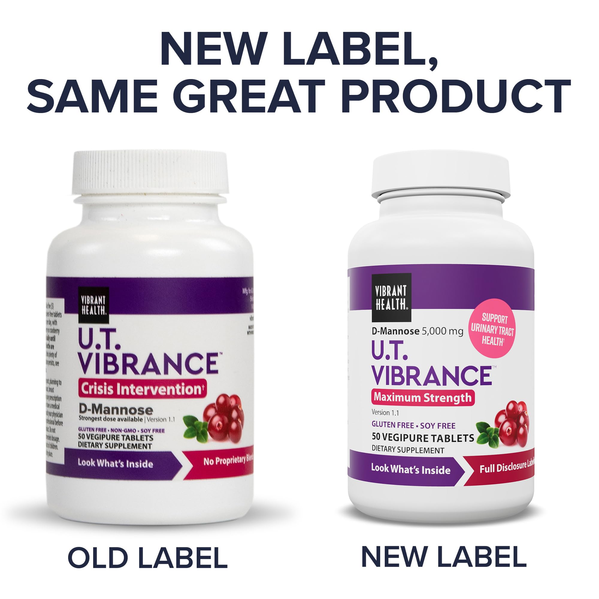 Vibrant Health U.T. Vibrance powder highlighting easy mixing for on-demand urinary comfort.