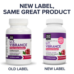 Vibrant Health U.T. Vibrance powder highlighting easy mixing for on-demand urinary comfort.