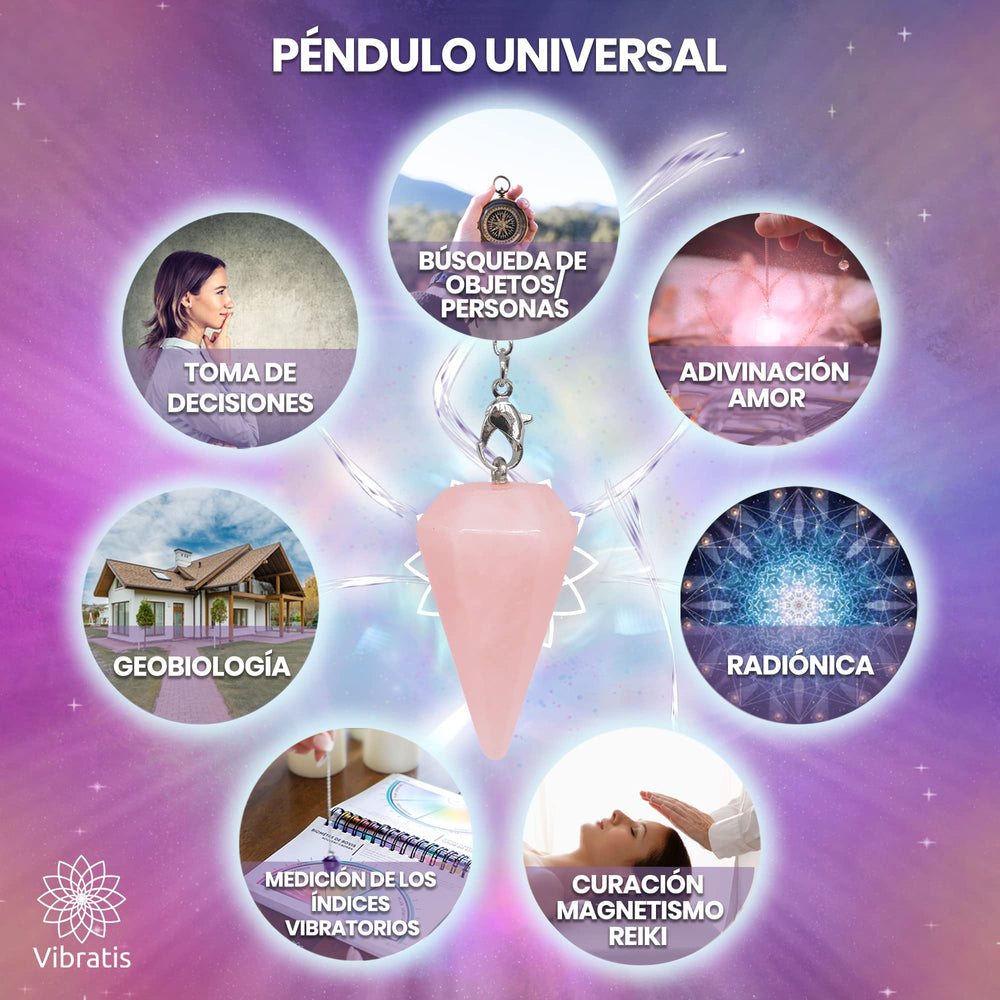 Vibratis rose quartz pendulum in hand during session for clarity.