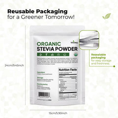 Viccoky Stevia powder scoop highlights convenient measurement for beverages.