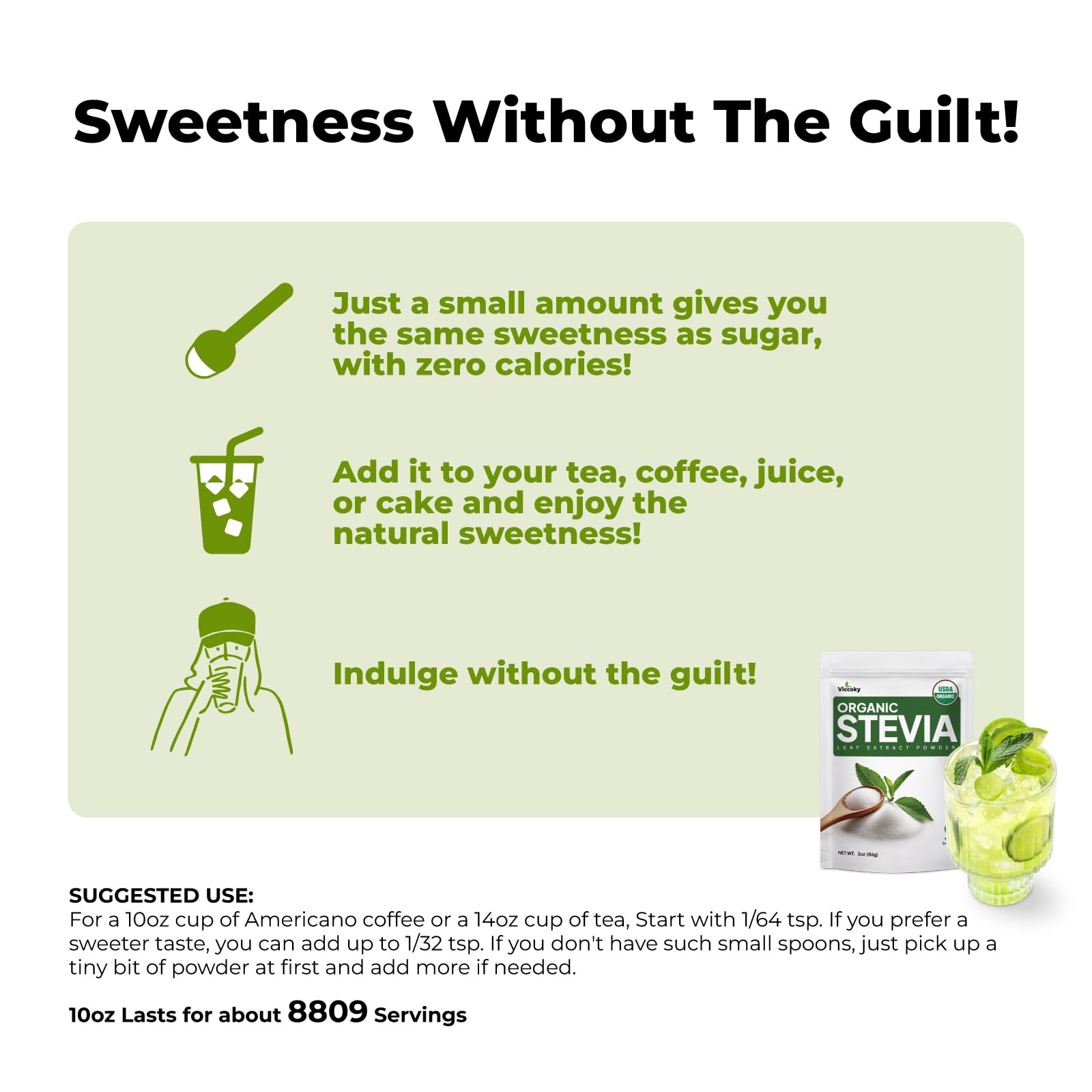Viccoky stevia powder ideal for baking desserts and sweet treats