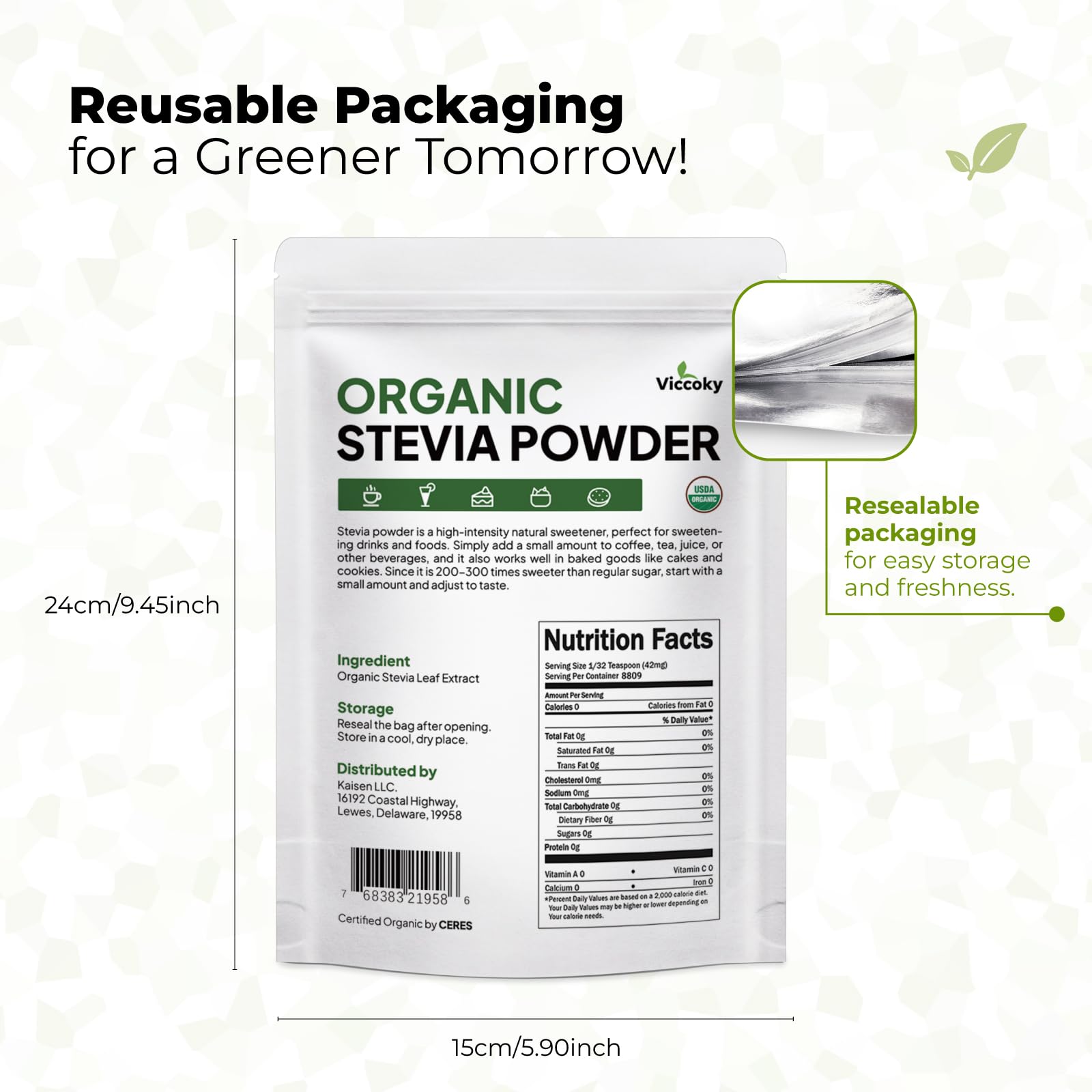 Viccoky stevia powder supports keto and vegan lifestyles