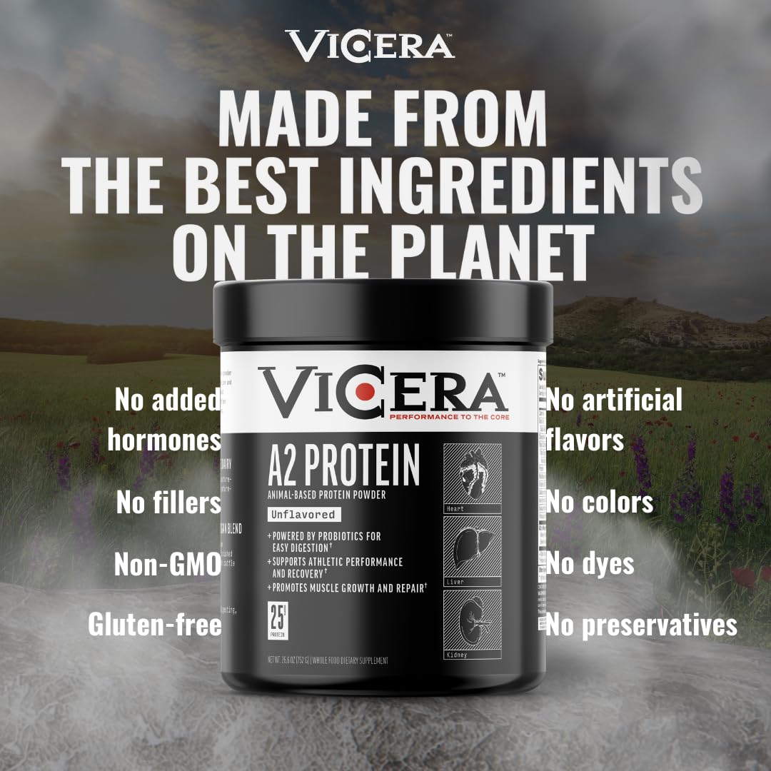 Non-GMO and gluten-free VICERA A2 Protein Powder label