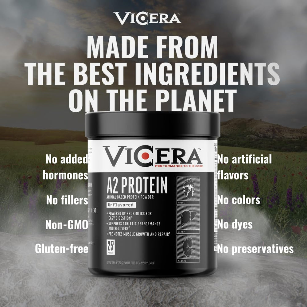 Non-GMO and gluten-free VICERA A2 Protein Powder label