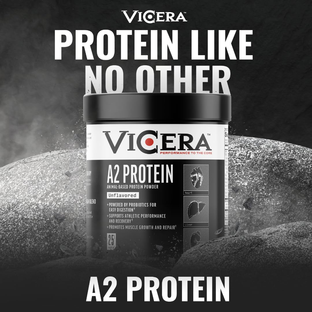 Organic dairy base in VICERA A2 Protein Powder bottle tag