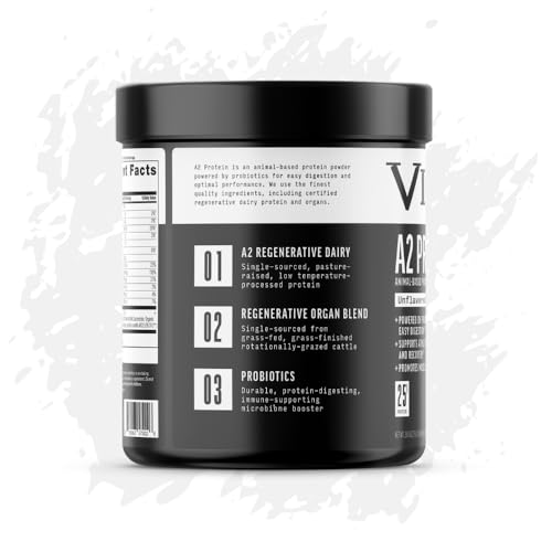 VICERA A2 Protein Powder unflavored pour demonstrating versatility for shakes and recipes