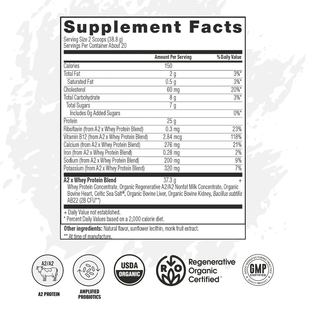 VICERA A2 Protein Powder Vanilla Creme scoop showing convenient serving size