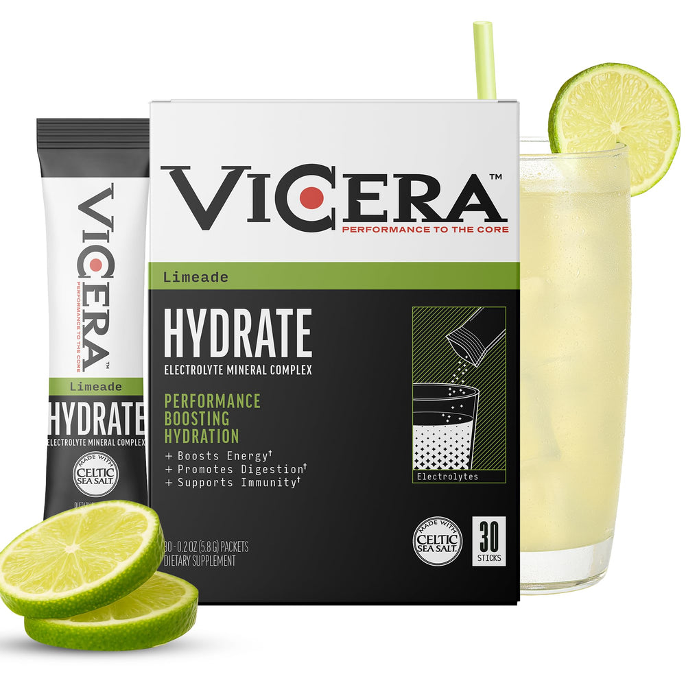 VICERA Electrolyte Powder Lime stick opened for on-the-go hydration.