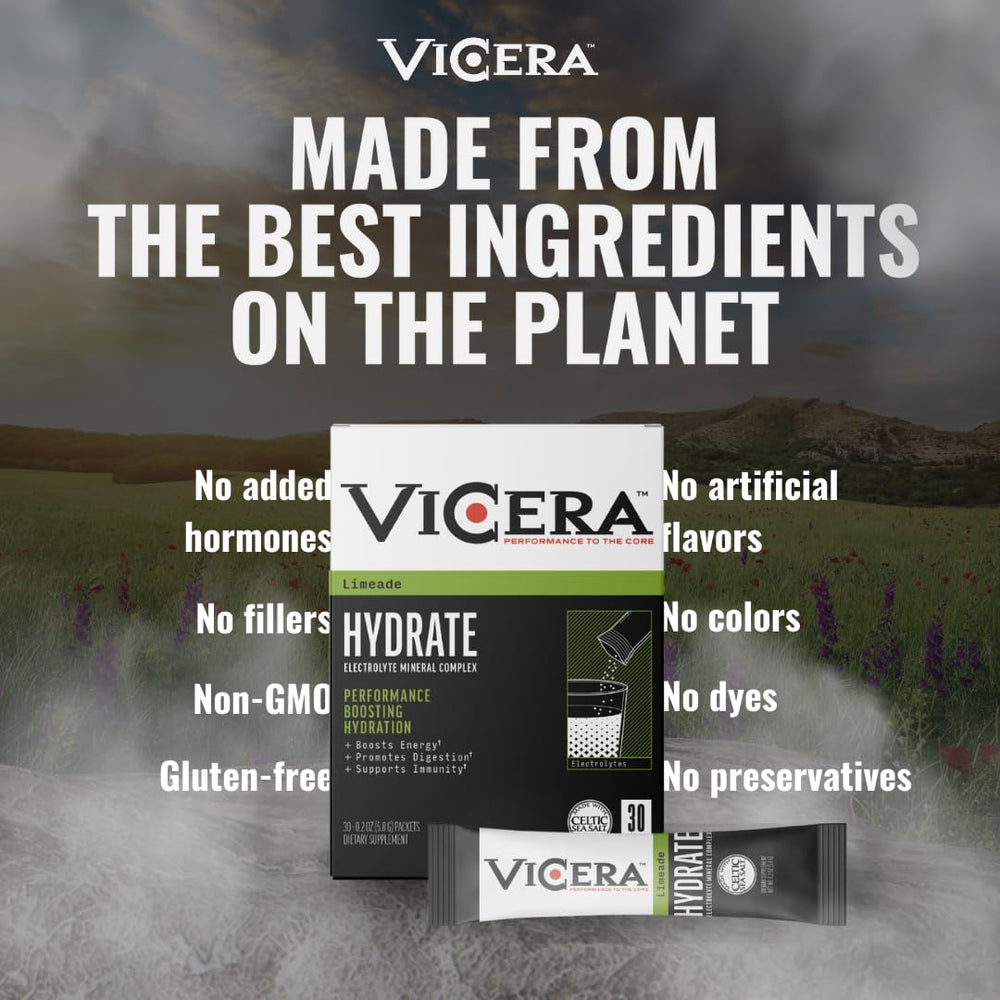 VICERA electrolytes poured into a water bottle during workout.