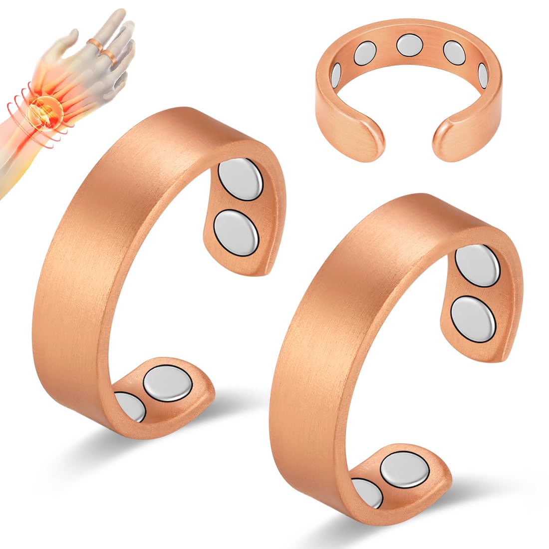 Vicmag 2Pcs magnetic copper rings pack for discreet daily wear.