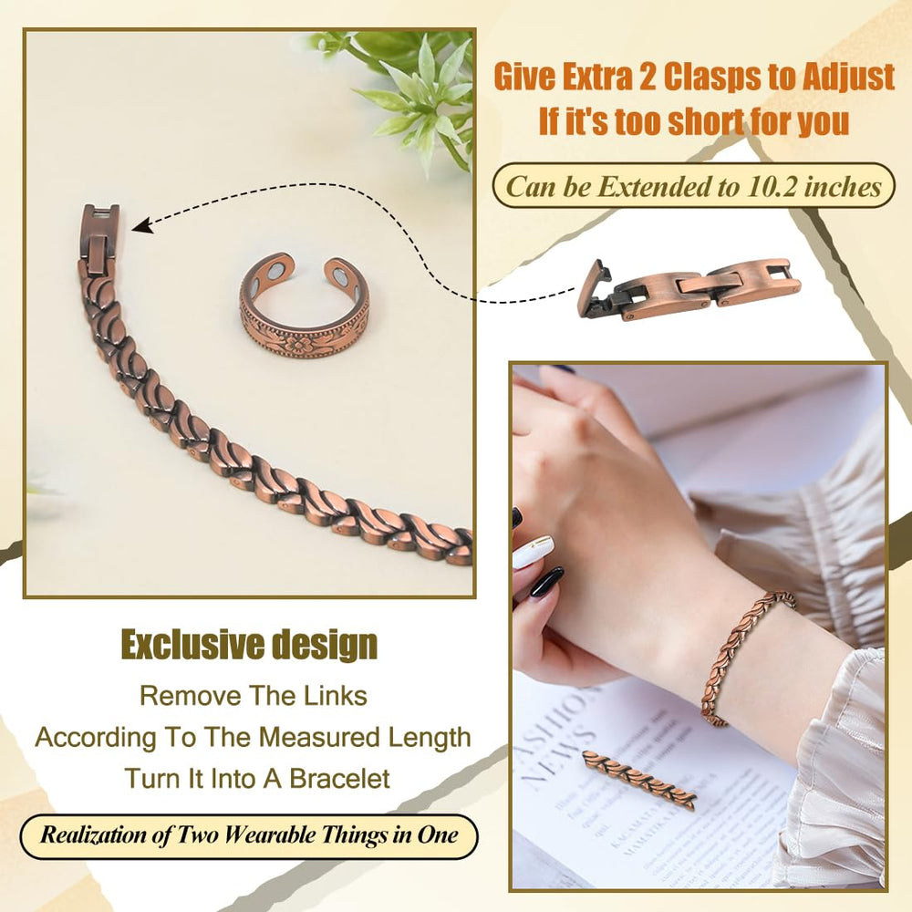 Vicmag copper anklet fish-tail pattern closeup with elegant detailing