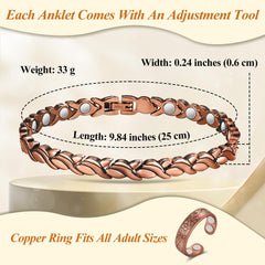 Vicmag copper anklet magnets closeup highlighting magnetic design for daily comfort
