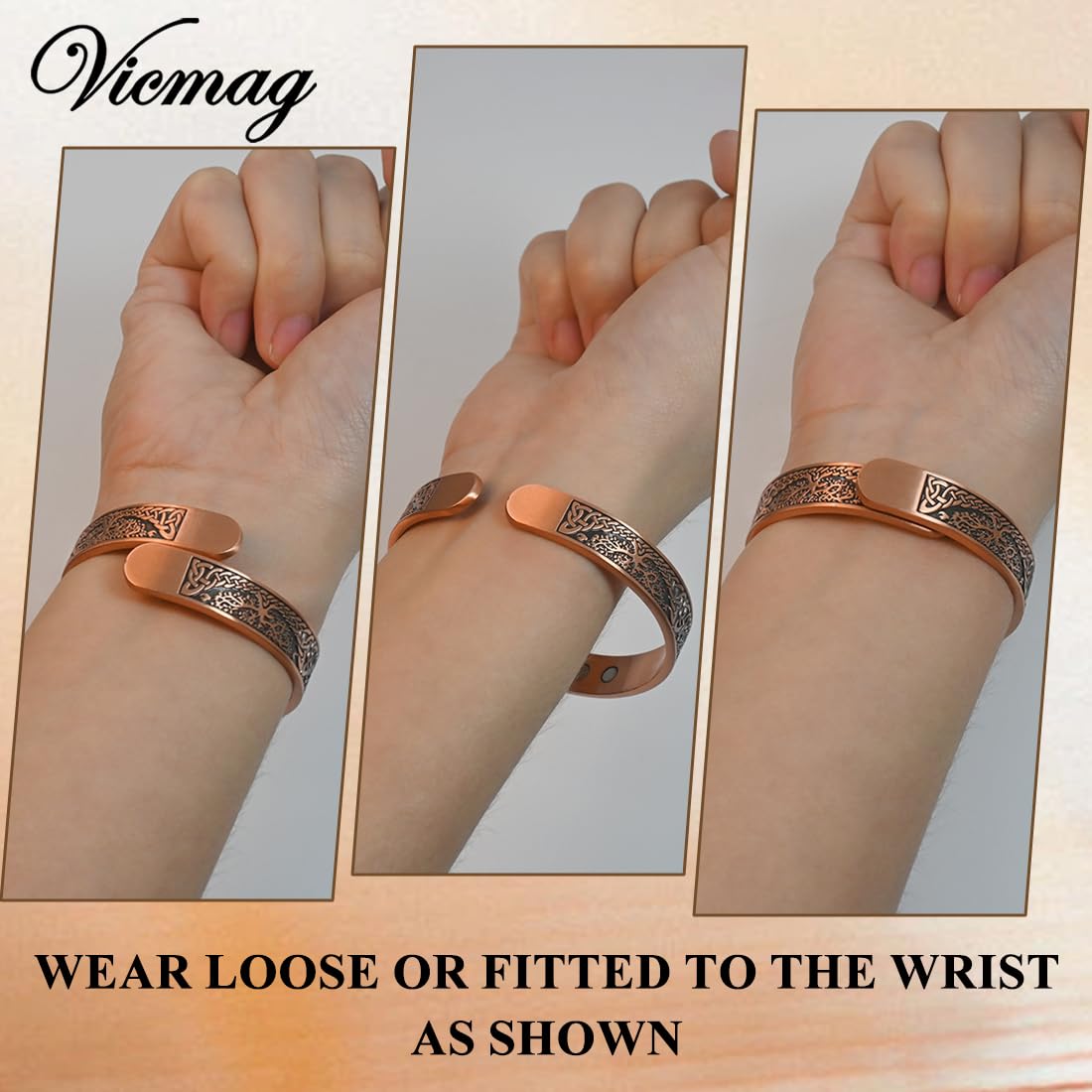 Vicmag 99.9 percent pure copper bracelet with durable finish