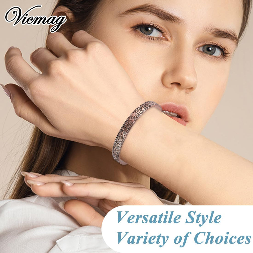 Vicmag copper bracelet with protective coating resisting tarnish