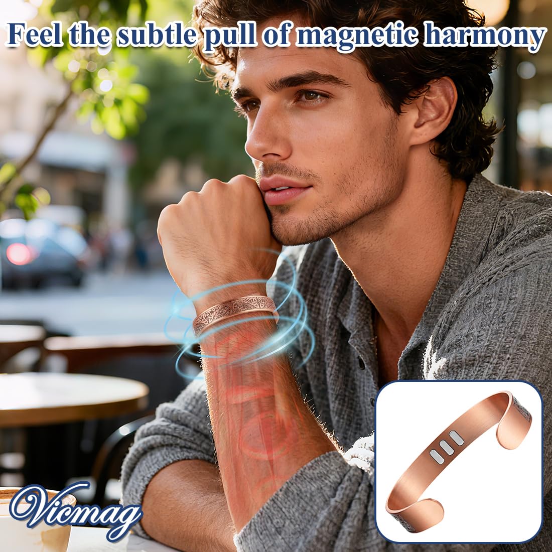 Vicmag copper bracelet hypoallergenic nickel-free design.