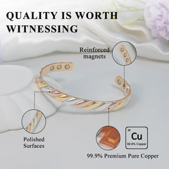 Vicmag polished copper bracelet with gold rose gold and silver tones