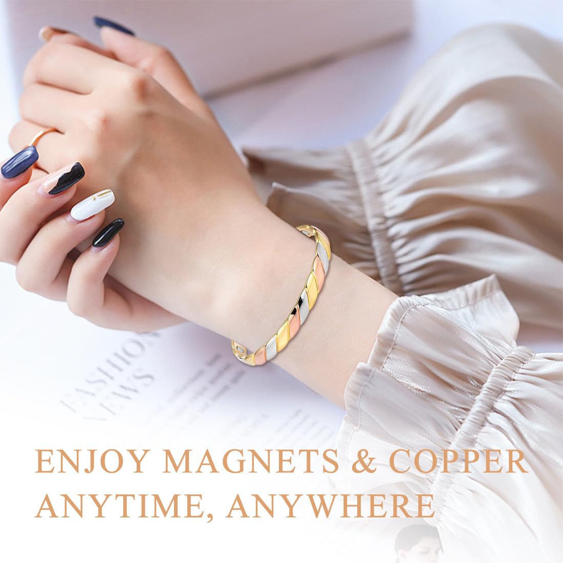 Vicmag adjustable bracelet 17.5 cm length for comfortable wear