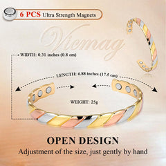 Vicmag copper bracelet with tricolor design for versatile everyday style