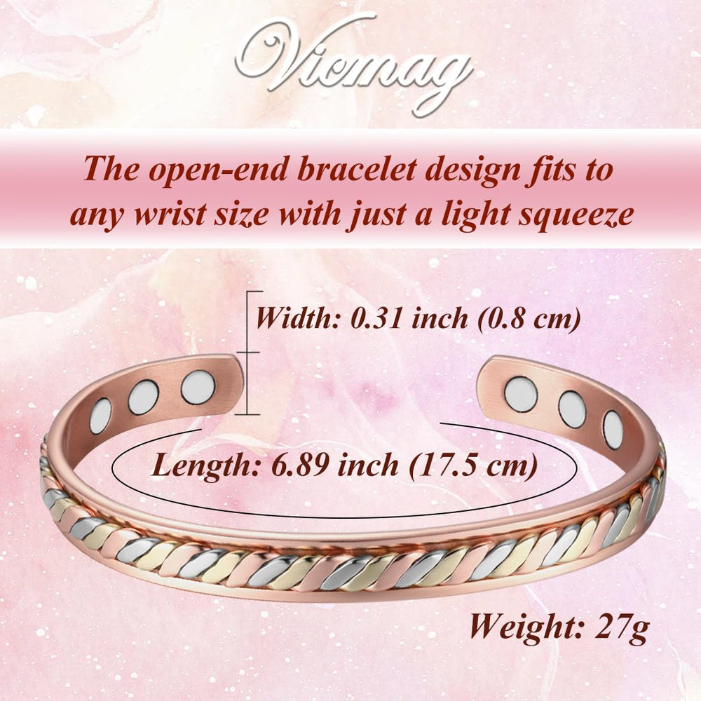 Vicmag copper magnetic bracelet open-adjustment for a comfortable, customizable fit