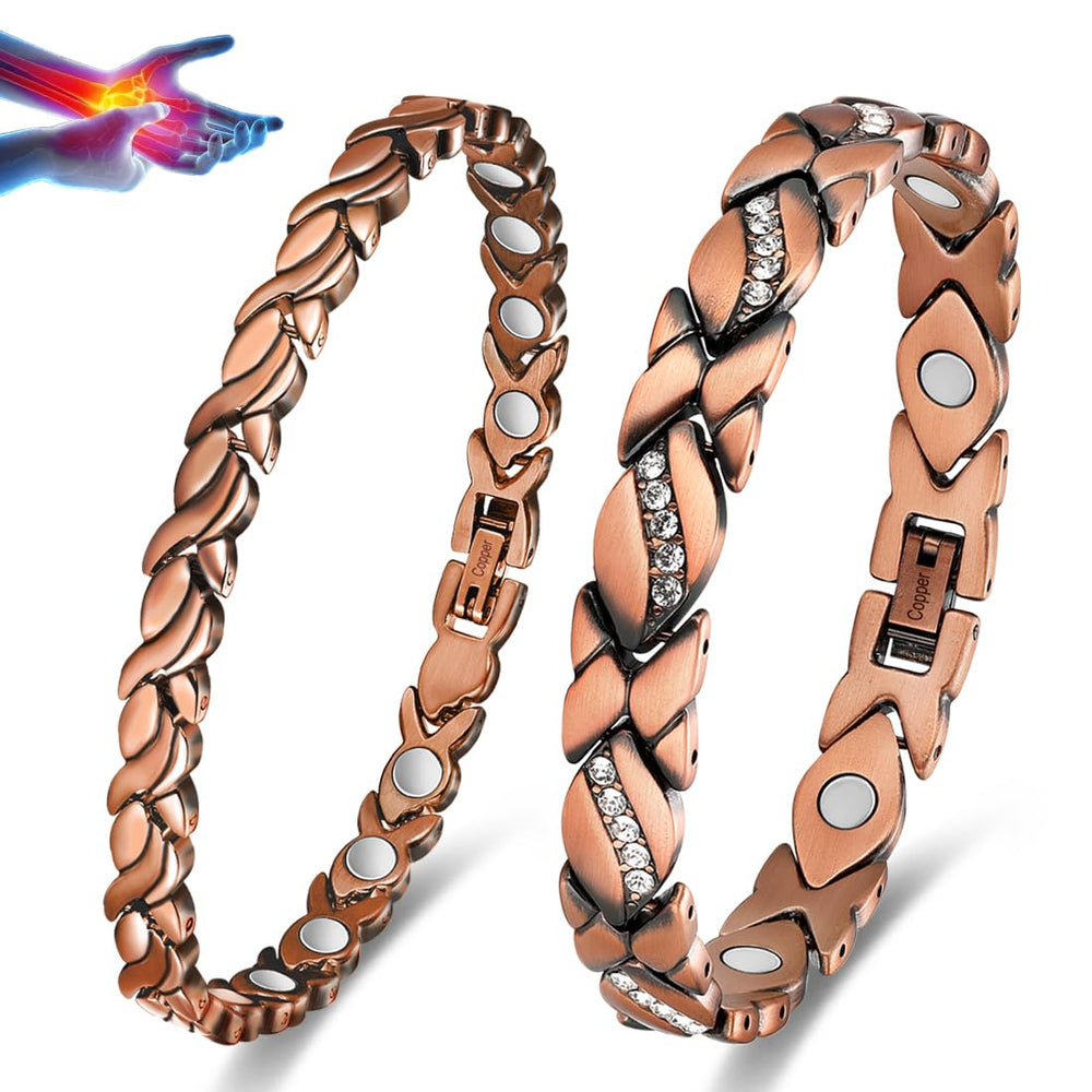 Vicmag copper magnetic bracelet for women close-up, highlighting elegant finish and comfortable wear.