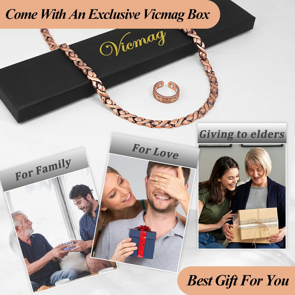 Vicmag copper magnetic necklace durable 99.9% copper construction for long-lasting use.