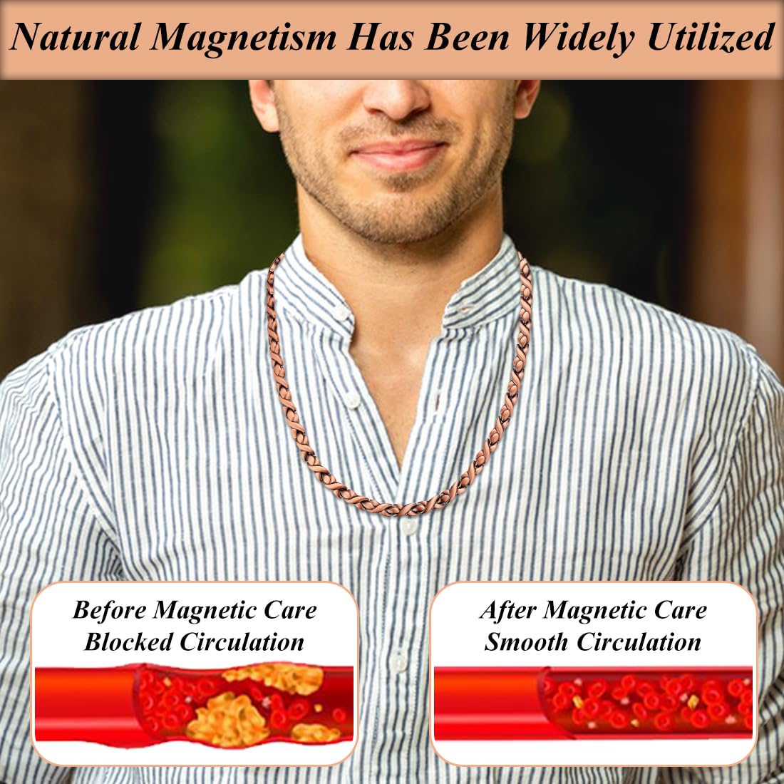 Vicmag copper magnetic necklace ring set included for complete gift-ready presentation.
