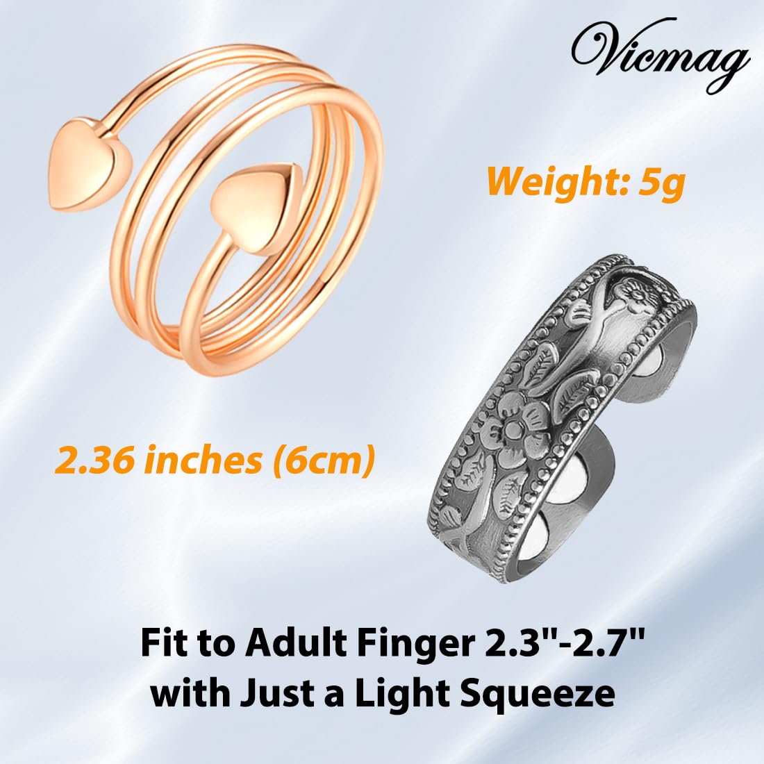 Vicmag copper ring features a premium finish with oxidation-resistant coating.