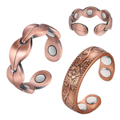 Vicmag copper magnetic ring closeup with rose gold finish and magnets