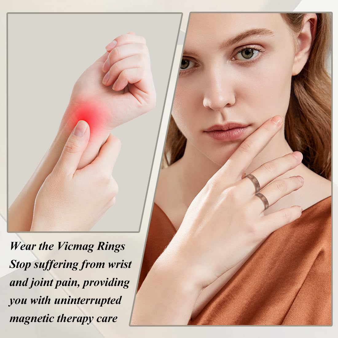 Vicmag copper magnetic ring style with formal outfits in mind