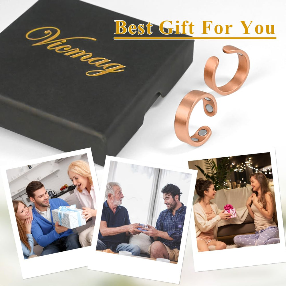 Vicmag copper magnetic ring on hand demonstrates subtle shine during use.