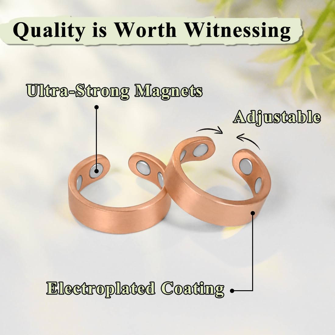 Vicmag copper magnetic ring worn from day to night with comfortable wear.