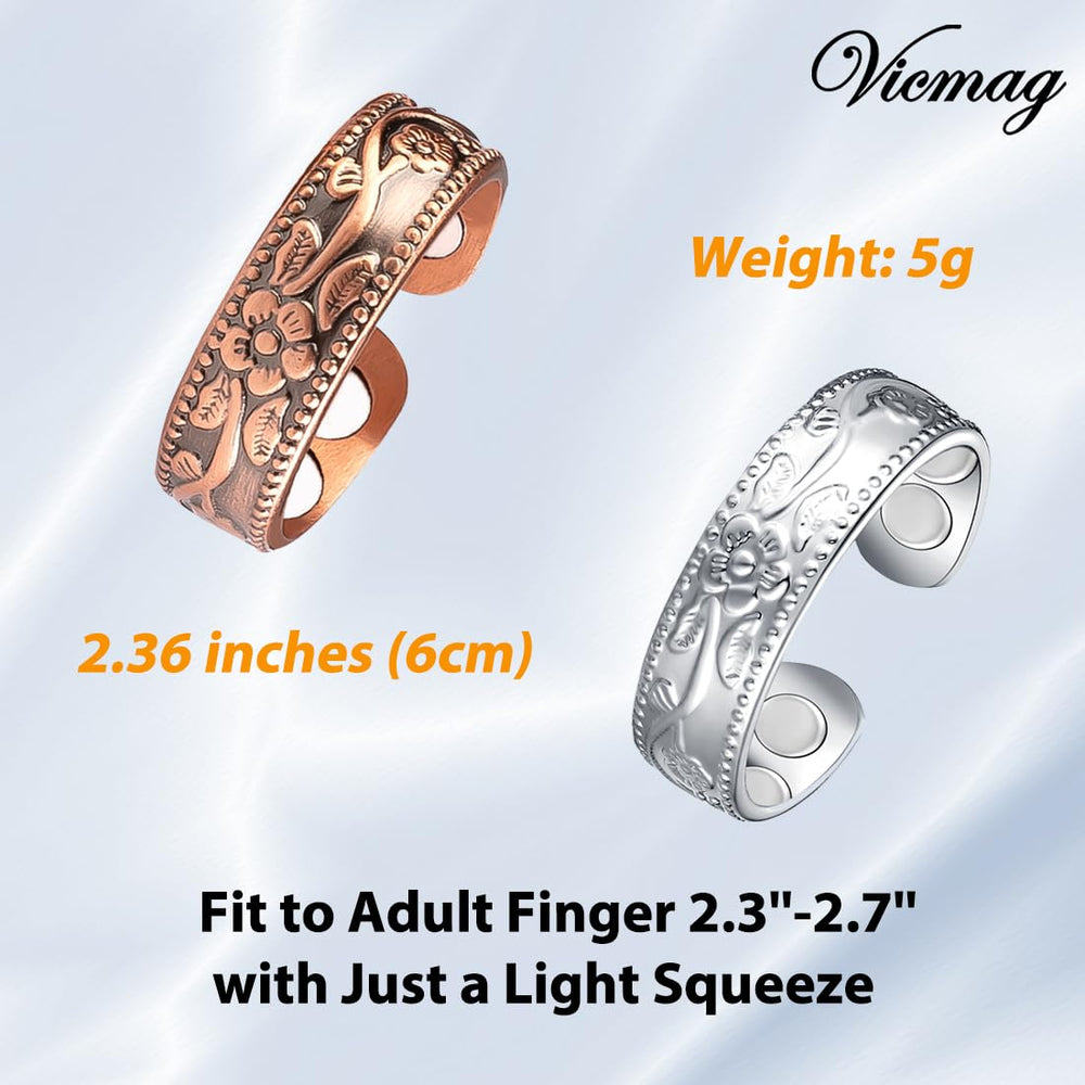 Vicmag adjustable open-end ring fits most fingers for all-day comfort