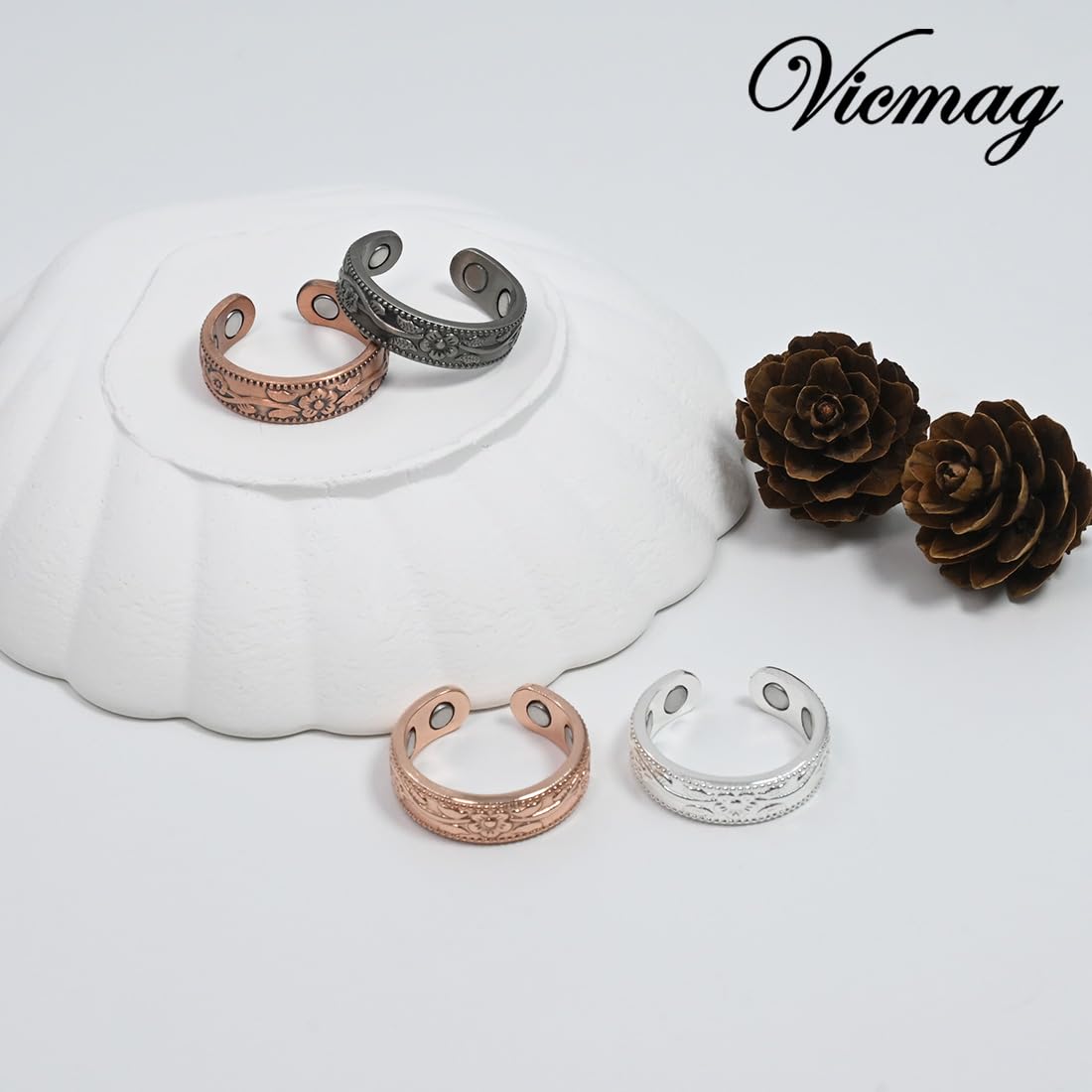 Vicmag copper ring showing size-adjustment for a perfect fit