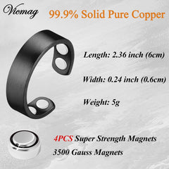 Vicmag copper magnetic rings open-end adjustable design enables easy resizing.