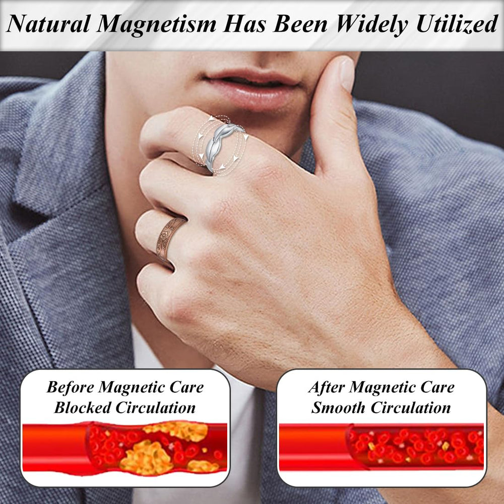 Vicmag ring with polished surface adds refined touch to casual or formal wear.