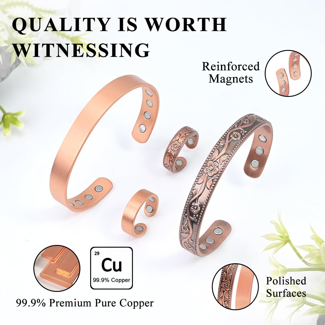 Vicmag frosted copper ring with modern minimalism.