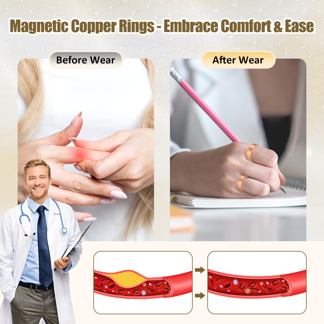 Vicmag nine-magnet design on copper ring for everyday use.