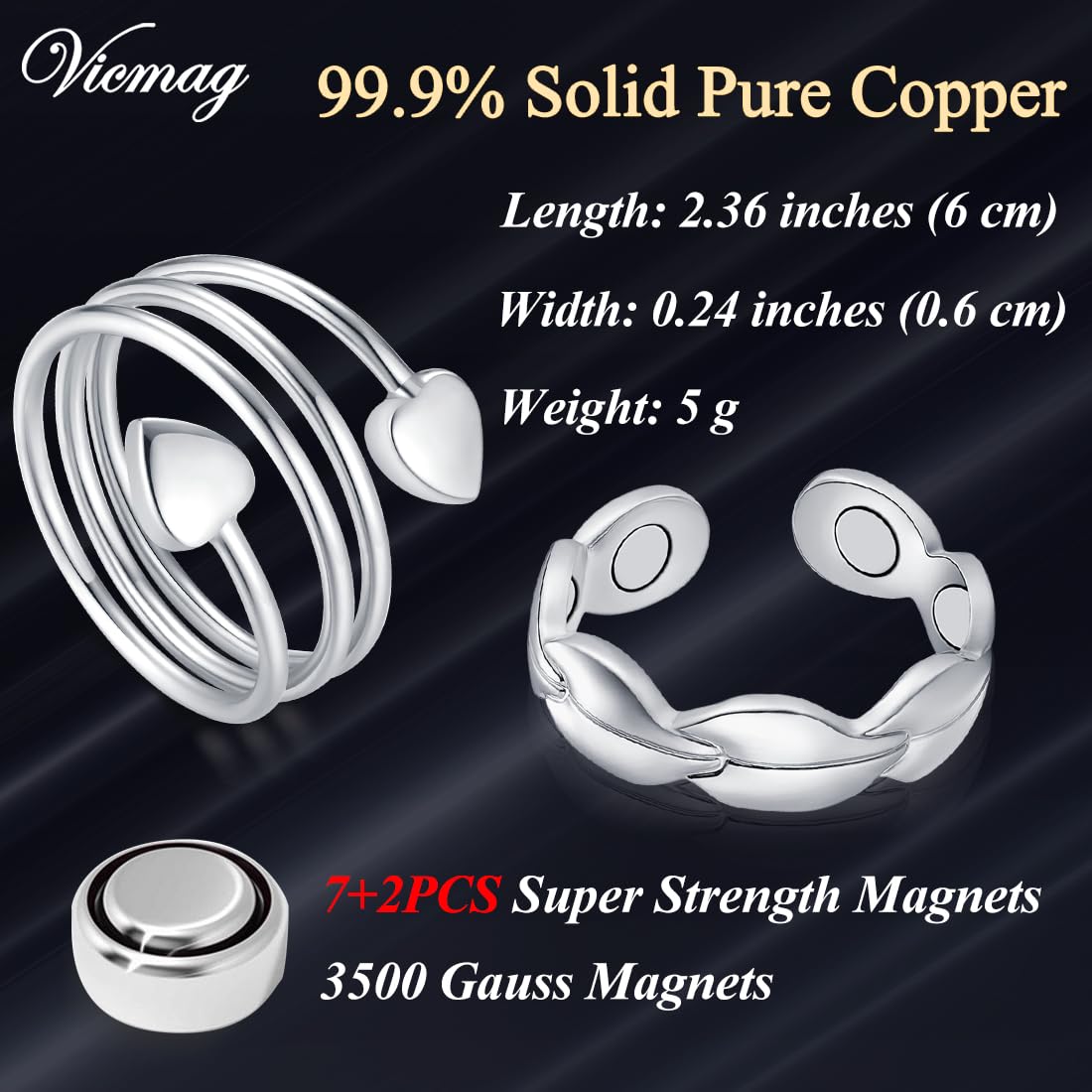 Vicmag polished copper ring detail with luxurious shiny finish.