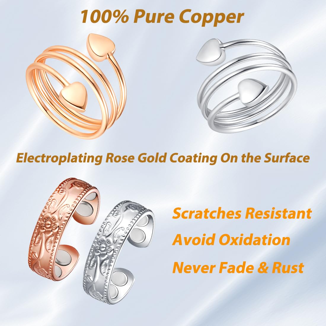 Vicmag protective coating resists tarnish and scratches on copper ring.